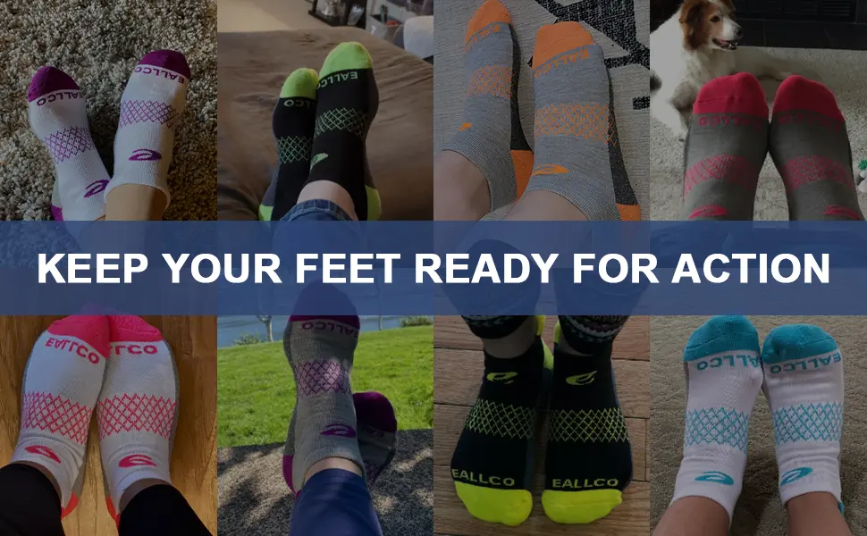 eallco Womens Ankle Socks 6 Pairs Running Athletic Cushioned Sole Socks With Tab 6 Pairs Black 6-10 - product information 23