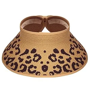 Women Sun Visors Foldable Straw Hats Summer Beach Packable Hat Floppy Wide Brim Cap Deep Style, Adjustable Size Khaki 3 - product information 4