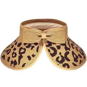 Women Sun Visors Foldable Straw Hats Summer Beach Packable Hat Floppy Wide Brim Cap Deep Style, Adjustable Size Khaki 3 - product information 5