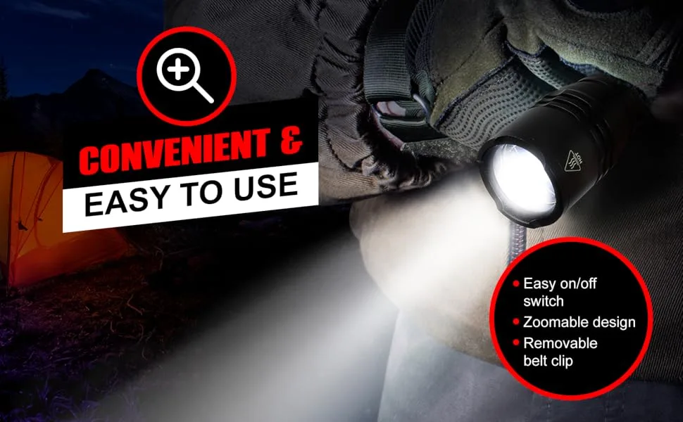 GearLight TAC LED Flashlight Pack - 2 Super Bright, Compact Tactical Flashlights with High Lumens for Outdoor Activity & Emergency Use - Gifts for Men & Women - Black - Convenient & Easy to Use