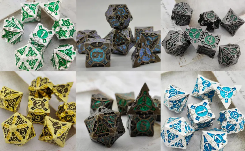 GIUADKXD Metal DND Dice Set - D&D Dungeons and Dragons Dice Set Trpg Board Game Polyhedron MTG Dice Set D20 Dice Game Accessories(Rolling Blue) Gunlan-1 - dice set