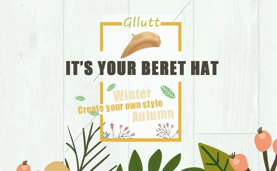 Gllutt Women Wool Beret Hat French Style Solid Color Pink - wool beret banner