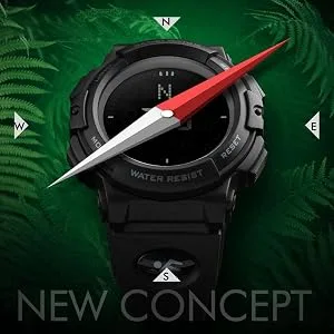 Mens Military Sports Digital Watch with Survival Compass 50M Waterproof Countdown 3 Alarm Stopwatch Black - 1290