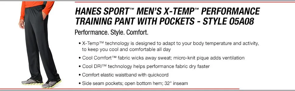 Hanes Men's Sport X-Temp Performance Training Pant with Pockets XX-Large Black - product information 3