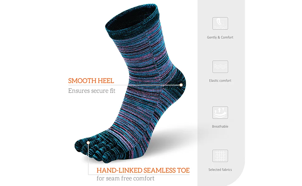 Hellomamma Toe Socks Mens Five Finger Striped Sock Running Athletic Cotton Ankle Sox 5 Pairs Multicoloured 14 7-10 - five finger socks