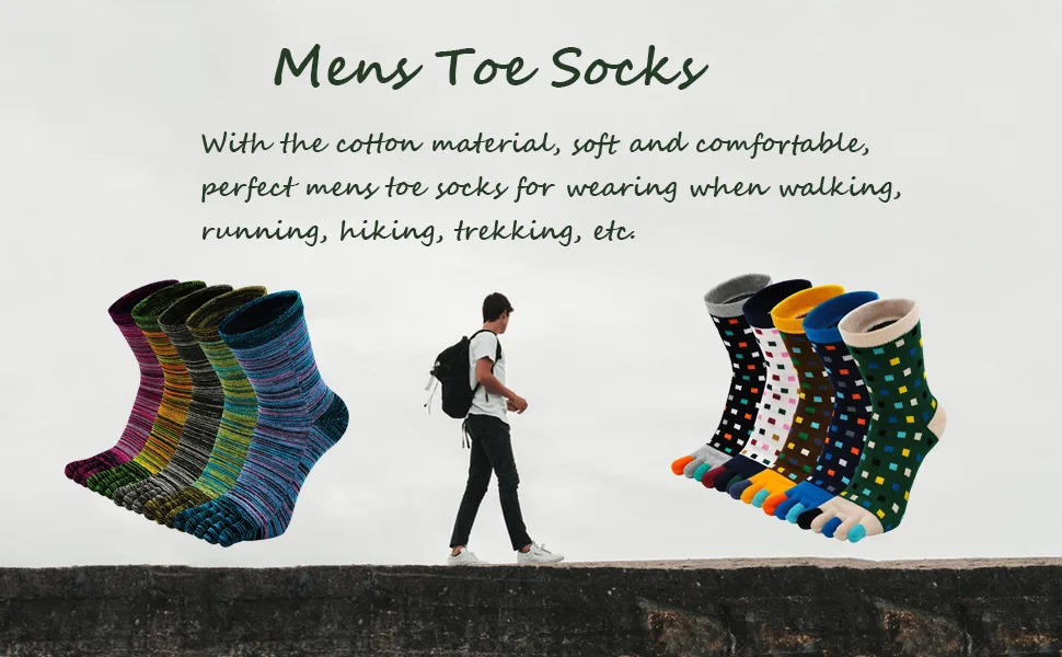 Hellomamma Toe Socks Mens Five Finger Striped Sock Running Athletic Cotton Ankle Sox 5 Pairs Multicoloured 14 7-10 - mens toe socks
