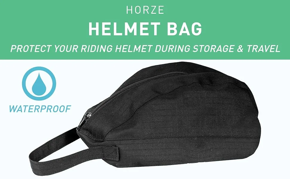 Horze Equestrian Bicycle Riding Easy-Carry Waterproof Nylon Helmet Bag Case Black US One Size - Horze Nylon Helmet Bag