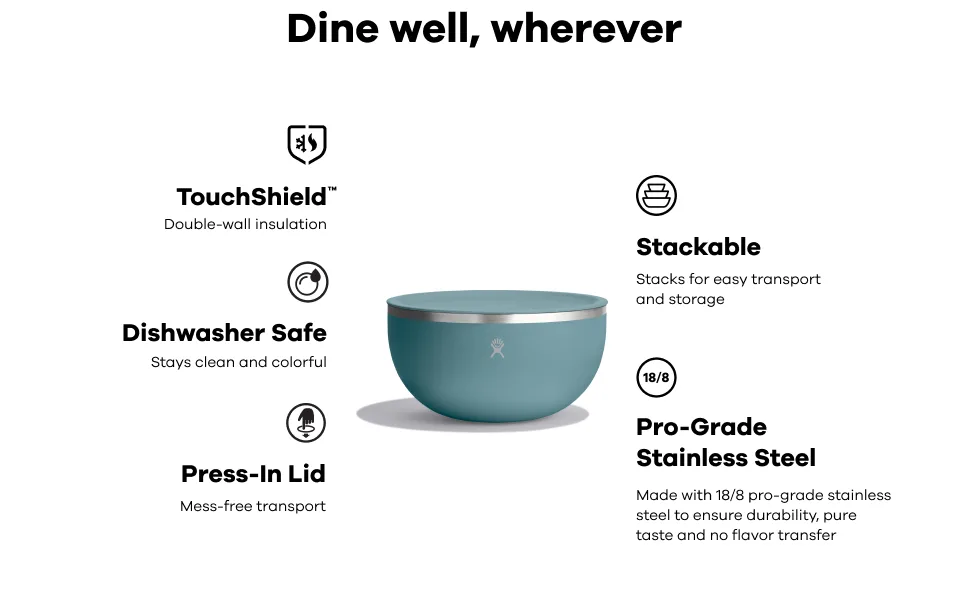 Hydro Flask Outdoor Kitchen Bowl - Stainless Steel Dinnerware Reusable Camping Gear Mess Kit - Dishwasher Safe, BPA-Free, Non-Toxic 1 Qt Birch - block 2