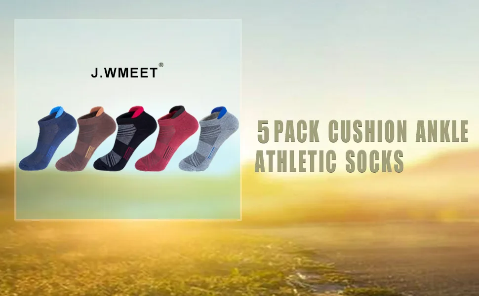 Men's Low Cut Ankle Athletic Socks Cushioned Breathable Running Performance Sport Tab cotton Socks(5 pack) Blue/Brown/Gray/Black/Darkred - mens ankle socks