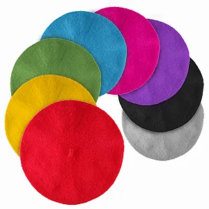 Jeicy Wool Beret Hat Solid Color French Beret with Skily Scarf and Brooch Black - beret hat