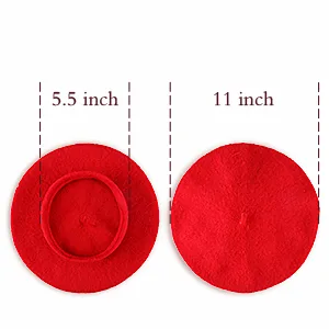 Jeicy Wool Beret Hat Solid Color French Beret with Skily Scarf and Brooch Black - beret hat