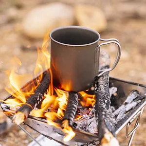 Lixada Titanium Pot, Camping Pot Titanium Cup Tianium Backpacking Pot with Partable Foldable Handles for Outdoor Camping Hiking Backpacking 750 ML - Camping Cookware Set