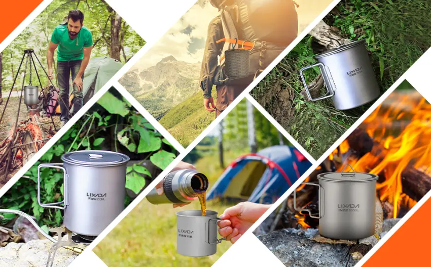 Lixada Titanium Pot, Camping Pot Titanium Cup Tianium Backpacking Pot with Partable Foldable Handles for Outdoor Camping Hiking Backpacking 750 ML - product information 11