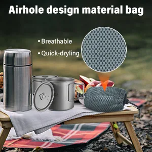 Lixada Titanium Pot, Camping Pot Titanium Cup Tianium Backpacking Pot with Partable Foldable Handles for Outdoor Camping Hiking Backpacking 750 ML - product information 5