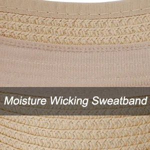 MAYLISACC Foldable Straw Sun Visors for Women, Sun Protecetion Wide Brim Sun Hats Adjustable Topless Beach Hat Khaki - sun blocking hats for women