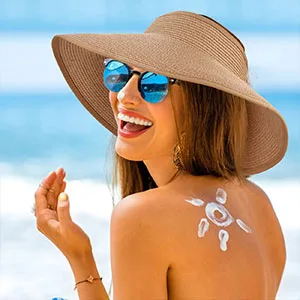 MAYLISACC Foldable Straw Sun Visors for Women, Sun Protecetion Wide Brim Sun Hats Adjustable Topless Beach Hat Khaki - topless hat