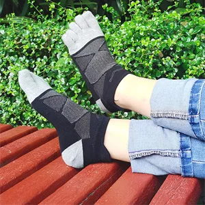 Meaiguo Womens Toe Socks Cotton Five Finger Socks No Show Toe Socks for Running Black/3pairs - cotton