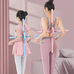 Meideli Yoga Sticks Training for Posture Corrector, Retractable Humpback Correction Stick Open Shoulders & Back, Yoga Sticks Stretching Tool for Child, Teenager, Adults Pink - Yoga Stick Show