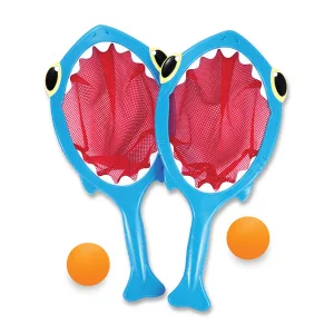 Melissa & Doug Sunny Patch Spark Shark Toss and Catch Net Pool Game With 2 Balls - image