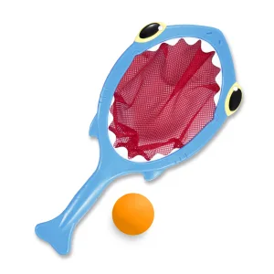 Melissa & Doug Sunny Patch Spark Shark Toss and Catch Net Pool Game With 2 Balls - image