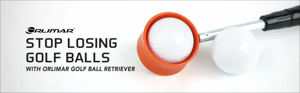 Orlimar Fluorescent Head Golf Ball Retriever for Water, 12/15/18 Foot Telescopic Design 15-Foot - Orlimar Fluorescent Head Retriever with ball inside the cup and text