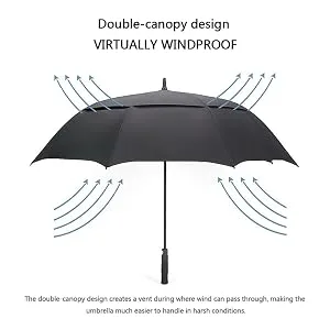 Prospo Golf Umbrella 62 inch Large Auto-Open Windproof Oversized Stick Vented Umbrellas Black Black-B 62 inch - Double Canopy Windproof Design