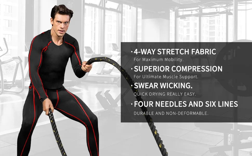 Men's Compression Shirts Long Sleeve, Base-Layer Quick Dry Workout T Shirts Sports Running Tops Black Large - product information 14