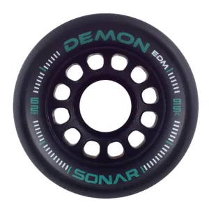Sonar Wheels - Demon EDM - Roller Skate Wheels - 4 Pack of 43mm x 62mm Wheels Black - skates rollerskates outdoor roller rollar patines adult toddler girls womens quad roll outside