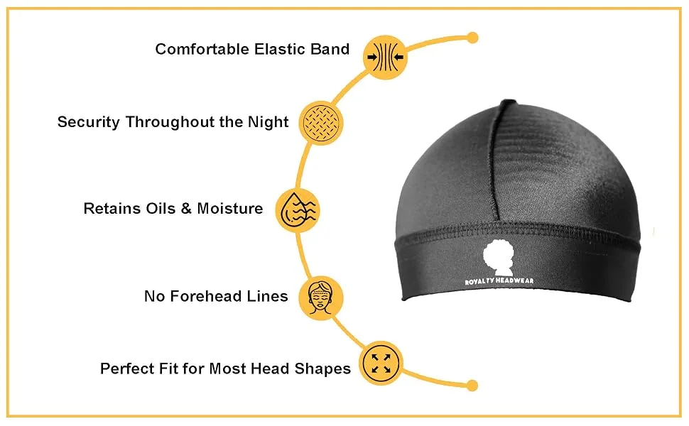 Royalty Headwear Premium Wave Cap, The Best Wave Cap for for 360, 540, and 720 Waves Black - hgsthyhy