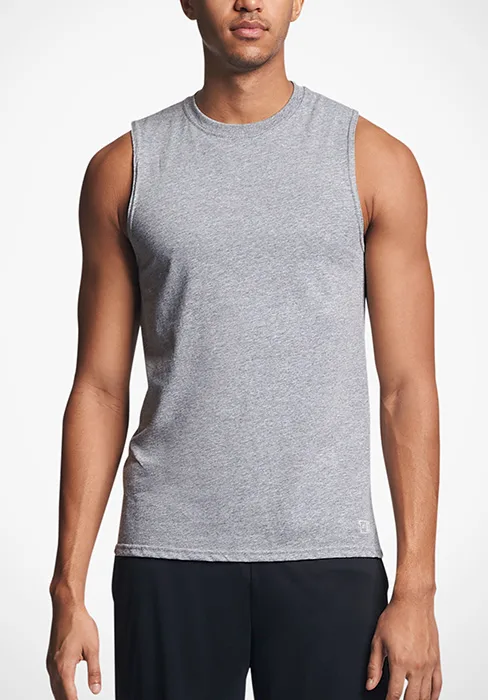 Russell Athletic Men's Cotton Performance Long Sleeve T-Shirt T-Shirt Large White - sleeveless muscle