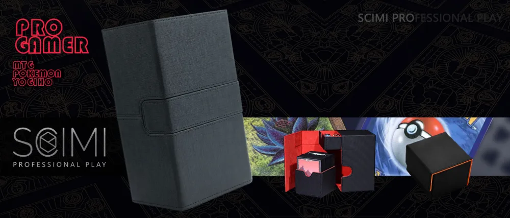 Scimi X-Large Premium Double Deck Box for 200+ Sleeved Cards Pro Twin Flip Deck Case with 3 Tray Fits MTG/TCG/CCG (Elegant Cross Pattern) Black Cross Pattern - POKMON YOGIHO EHD commande PRO deck Box tcg digimon booster box digimon booster box digimon booster