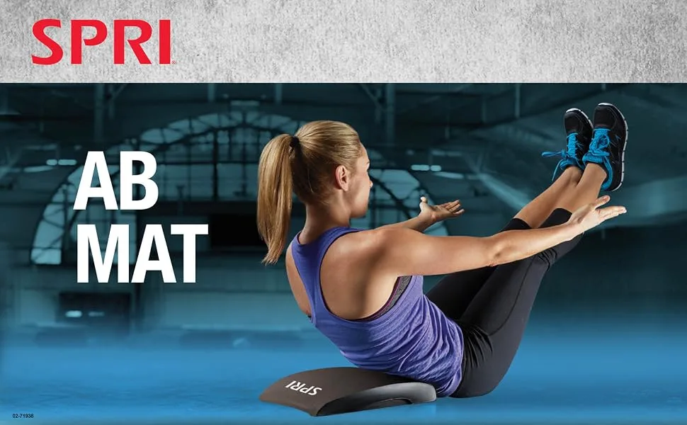 SPRI Ab Mat - Workout Mat Accessory for Abdominal Exercises, Sit-Ups, Crunches, Push-Ups, Core Training, and More - Portable Padded Shaped Mat with Curved Back Support for Toning Abs,Black - SPRI Ab Mat Abdominal Trainer Workout Exercise Fitness Floor