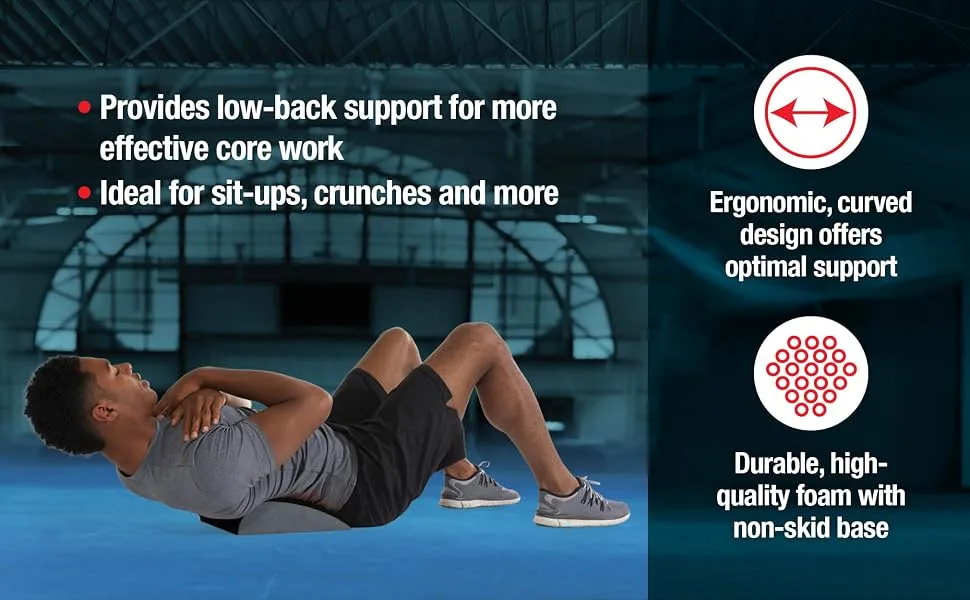 SPRI Ab Mat - Workout Mat Accessory for Abdominal Exercises, Sit-Ups, Crunches, Push-Ups, Core Training, and More - Portable Padded Shaped Mat with Curved Back Support for Toning Abs,Black - SPRI Ab Mat Abdominal Trainer Workout Exercise Fitness Floor