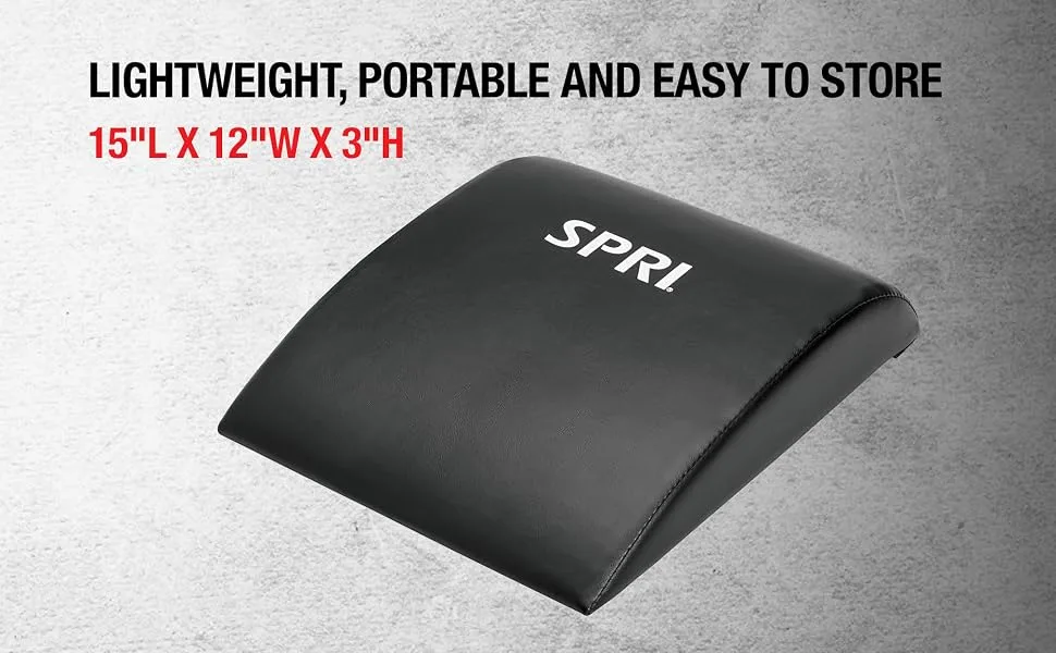 SPRI Ab Mat - Workout Mat Accessory for Abdominal Exercises, Sit-Ups, Crunches, Push-Ups, Core Training, and More - Portable Padded Shaped Mat with Curved Back Support for Toning Abs,Black - SPRI Ab Mat Abdominal Trainer Workout Exercise Fitness Floor