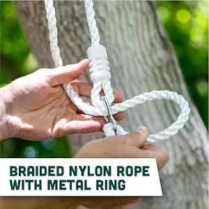 Squirrel Products Heavy Duty Blue Disc Tree Swing with Rope for Outdoor Play - Easy DIY Addition to Playset or Tree - Braided nylon rope with metal ring