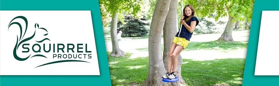 Squirrel Products Heavy Duty Blue Disc Tree Swing with Rope for Outdoor Play - Easy DIY Addition to Playset or Tree - Disc Swing - Blue