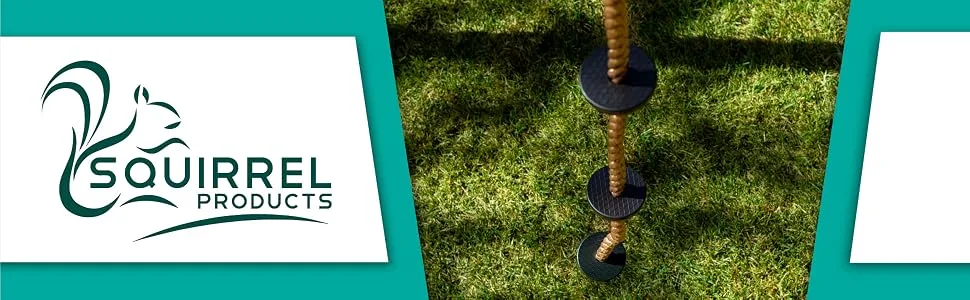 Squirrel Products 6.5 ft Climbing Rope with Platforms - Swing Set Accessories - Additions & Replacements for Active Outdoor Play Equipment - squirrel products, climbing rope