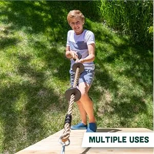 Squirrel Products 6.5 ft Climbing Rope with Platforms - Swing Set Accessories - Additions & Replacements for Active Outdoor Play Equipment - the perfect playset addition for your little climber
