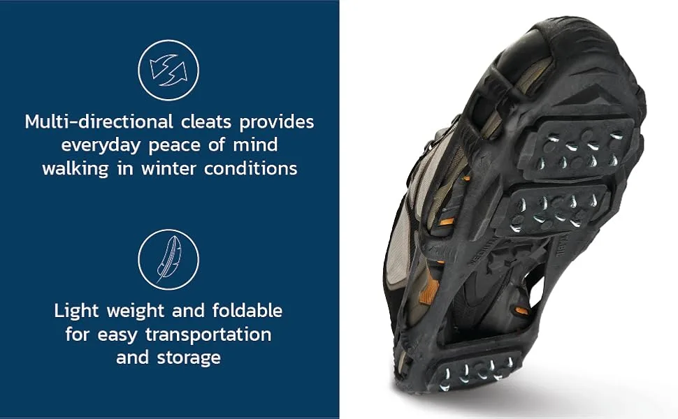 Walk Traction Cleat for Walking on Snow and Ice (1 Pair) Black Medium - traction cleats, full-sole coverage, ice cleat spikes, anti-slip snow shoes