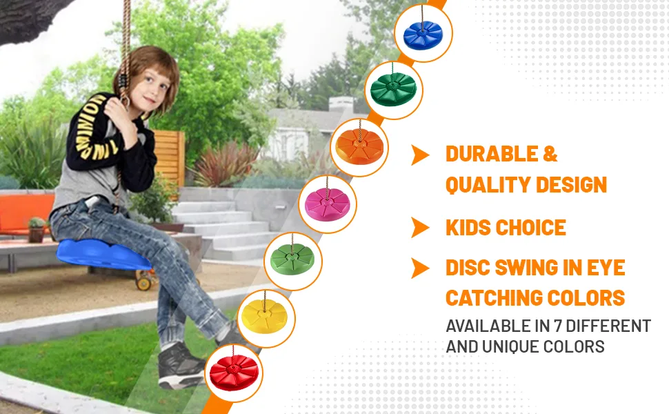 SUMMERSDREAM Disk Seat Swing Daisy Disc Monkey Swing Rope Tree Swing (Orange) - Summersdream swing set swings swing set swing replacement swing set replacement parts