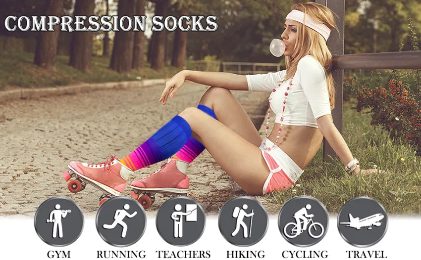6 Pairs Compression Socks for Women & Men Circulation 20-30mmHg is Best Support for Running,Nursing,Athletic Sports A03-assorted 15- 6 Pairs Large-X-Large - product information 2