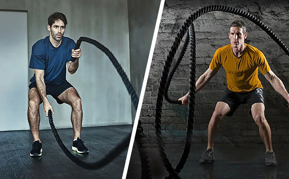 Heavy Jump Rope Skipping Rope Workout Battle Ropes for Men Women Total Body Workouts Power Training Improve Strength Building Muscle - map2