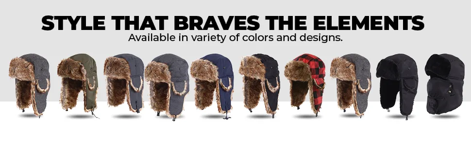 Winter Trapper Hat - Russian Ushanka Trooper Aviator Hats for Men & Women - Snow Eskimo Hat with Ear Flaps for Cold Weather Without Mask - Trapper Hat
