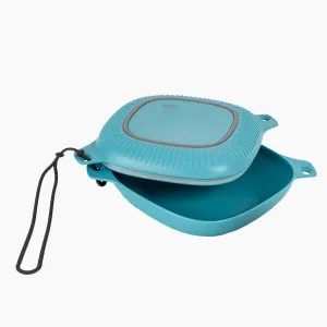 UCO 6-Piece Camping Mess Kit with Bowl, Plate, Camp Cup, and Switch Spork Utensil Set Blue - Non-Skid Ring on Base