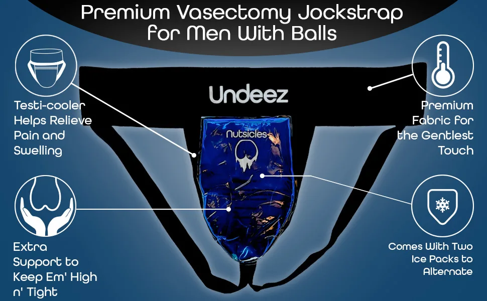 Undeez Vasectomy Jockstrap Underwear - With 2-Custom Fit Ice Packs and Snug Jockstrap For Testicular Support & Pain Relief X-Large - Undeez Vasectomy Jockstrap Underwear