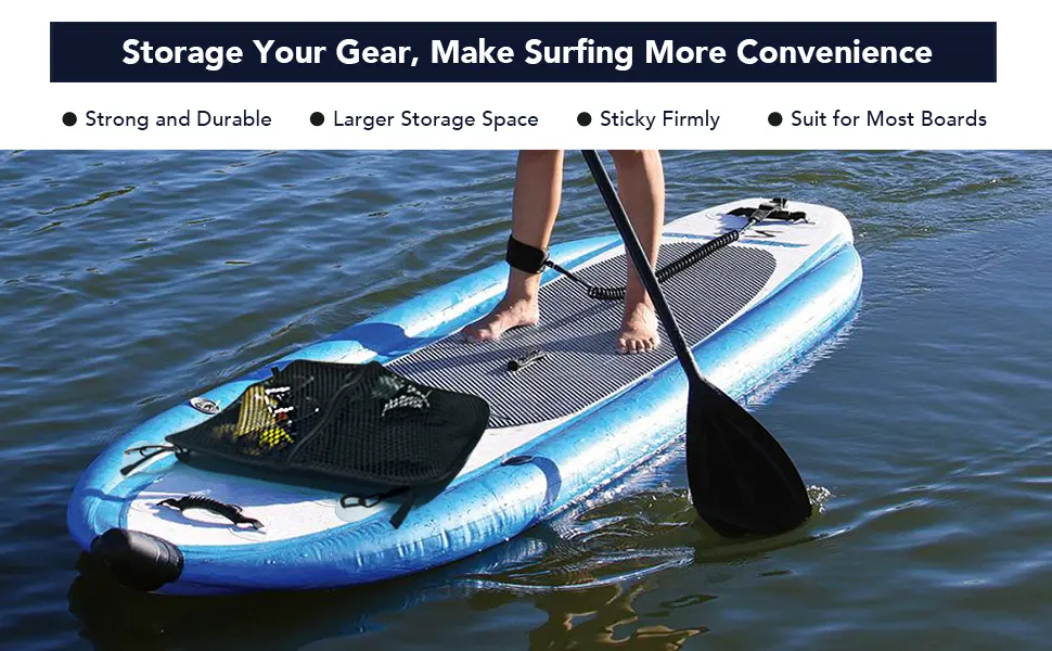 Unigear Paddleboard Deck Bag, Mesh Storage Bag Sup Accessories with 4pcs D-Ring Patches with Waterproof Phone Case - deck bag