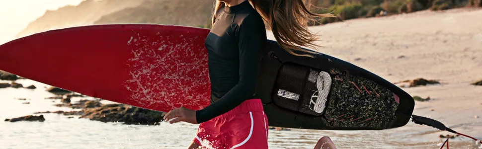 Unigear Paddleboard Deck Bag, Mesh Storage Bag Sup Accessories with 4pcs D-Ring Patches with Waterproof Phone Case - paddle board deck bag