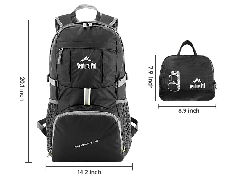 Venture Pal 35L Ultralight Lightweight Packable Foldable Travel Camping Hiking Outdoor Sports Backpack Daypack A0.black - Hiking Backpack