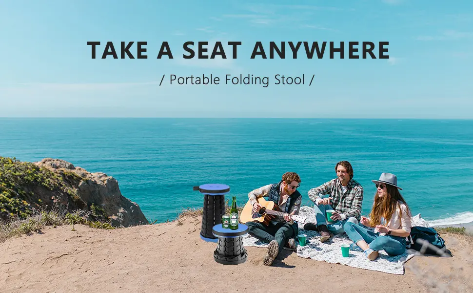 VOLIXOD Foldable Telescoping Stool Portable, Retractable Stool for Adults, Upgraded Collapsible Folding Seats with Load Capacity 550lbs, Camping Stools for Adults Blue - collapsible stool