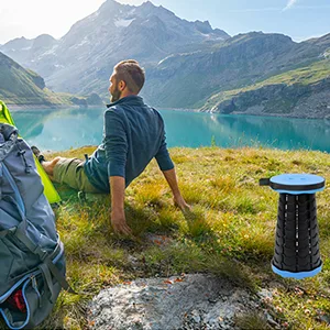 VOLIXOD Foldable Telescoping Stool Portable, Retractable Stool for Adults, Upgraded Collapsible Folding Seats with Load Capacity 550lbs, Camping Stools for Adults Blue - portable folding stool
